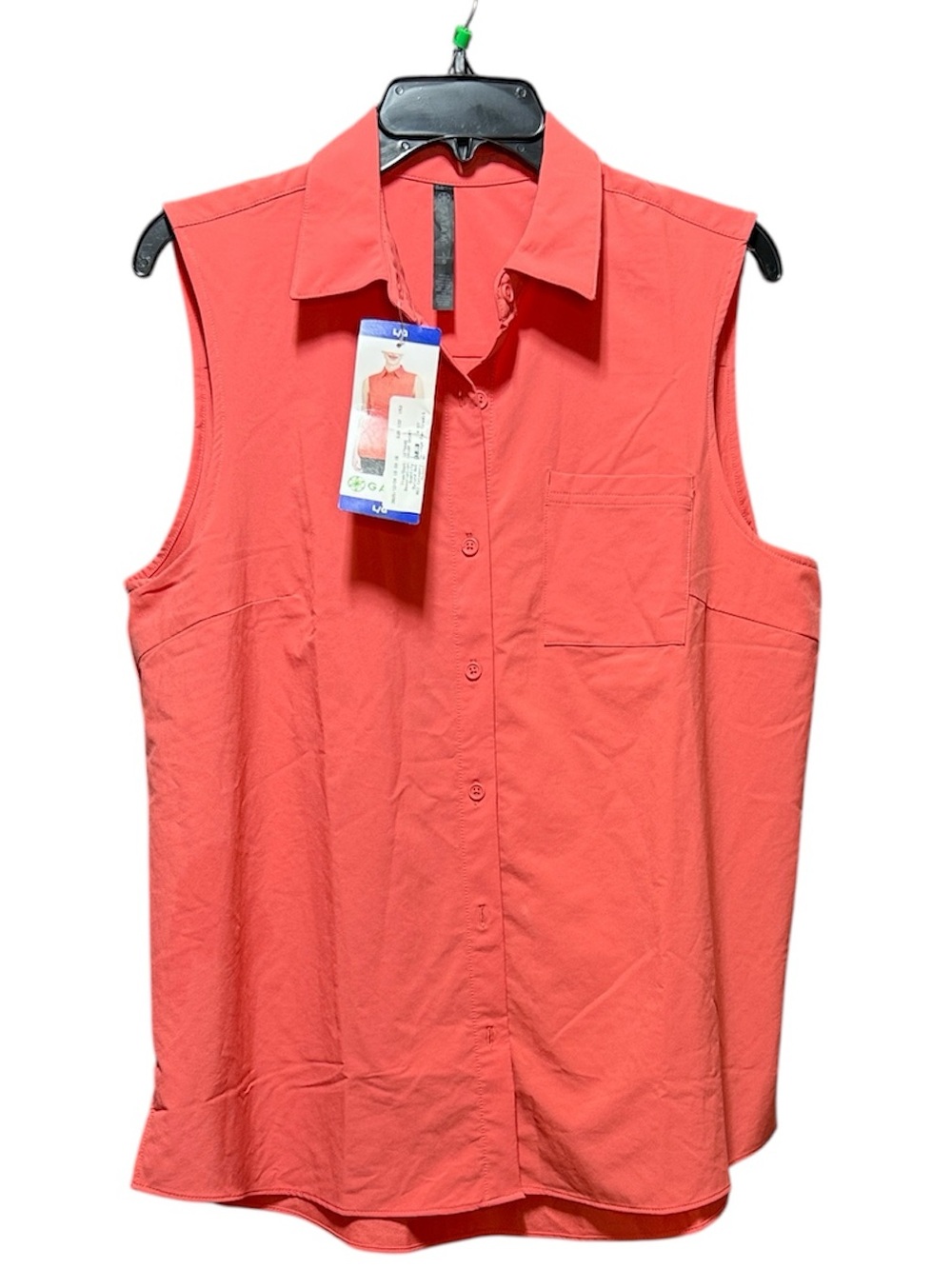 Sleeveless Button-Up No-Sweat Blouse in Coral